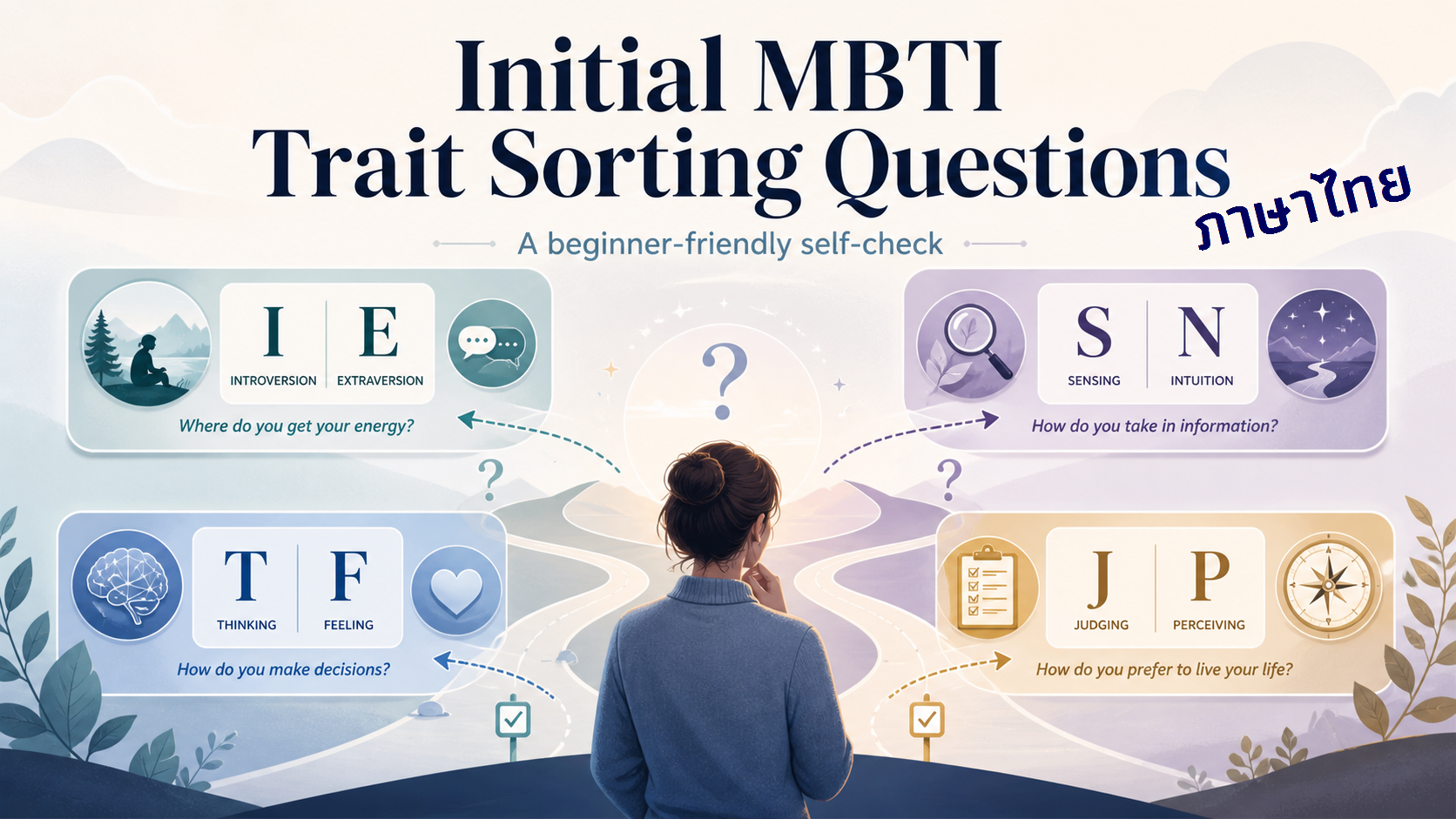 ชุดคำถามสำรวจตัวเอง: คุณเอนเอียงไปทาง MBTI แบบไหน? ชุดคำถามสำรวจตัวเอง: คุณเอนเอียงไปทาง MBTI แบบไหน?